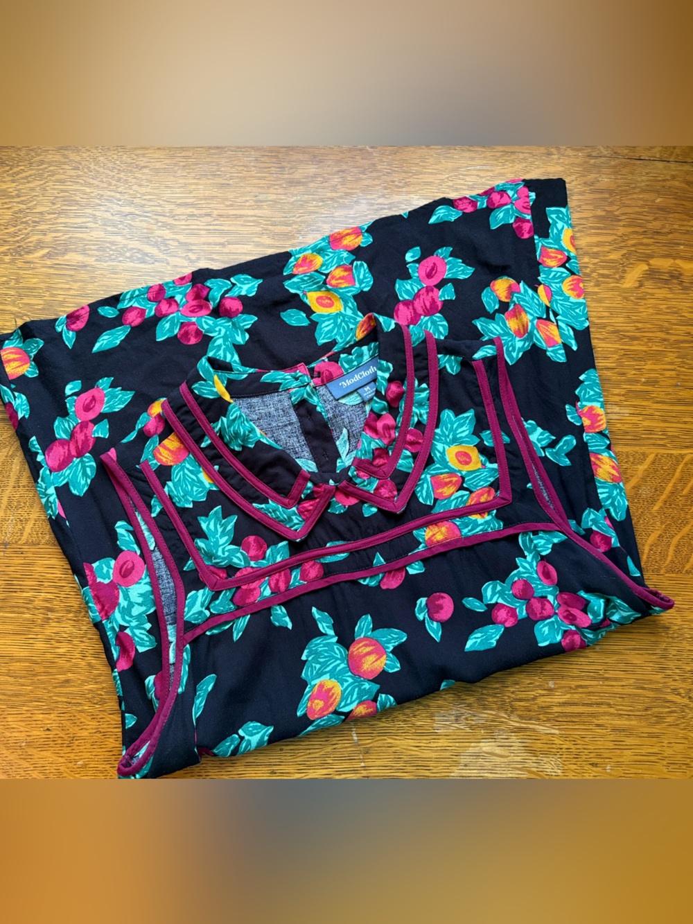 Modcloth Black Sleeveless Floral Collared Tank Colorful Fruit Burgundy Green